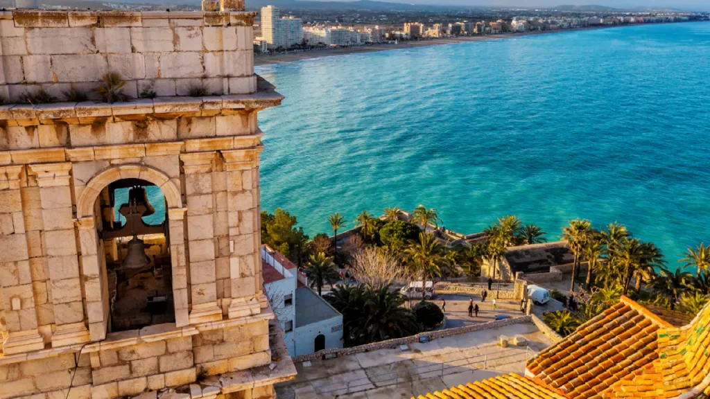 View on Peniscola from the top of Pope Luna's Castle, Valencia, Spain