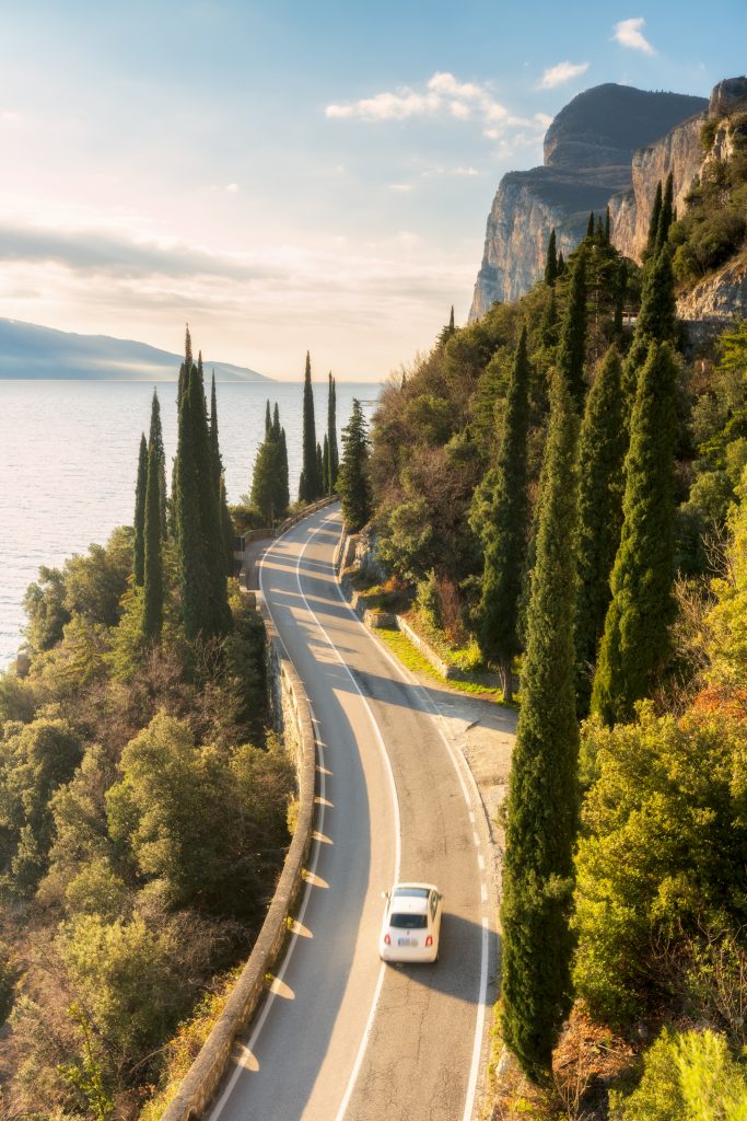 A beautiful road in Garda lake, Tremosine sul Garda, Lombardy district, Brescia province, Italy, Europe