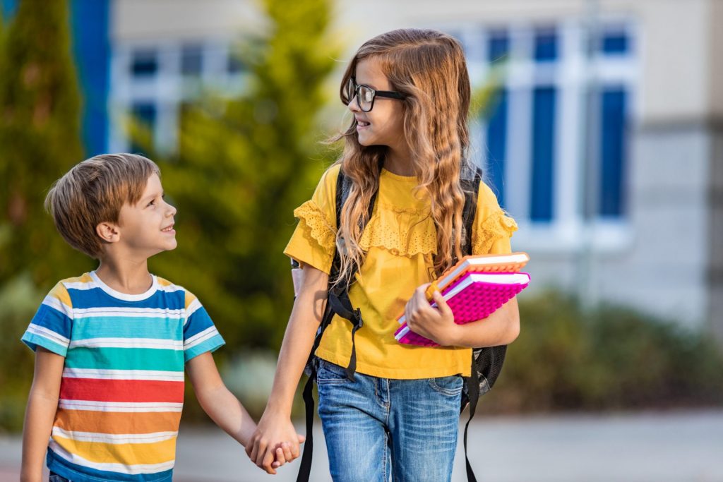 kids walking to school