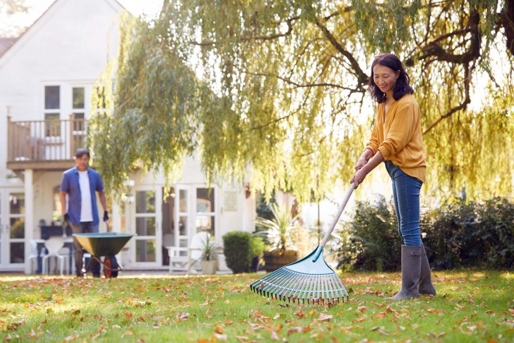 couple fall gardening