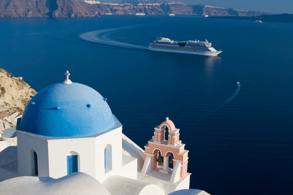 Cruise Ship in Santorini, Greece