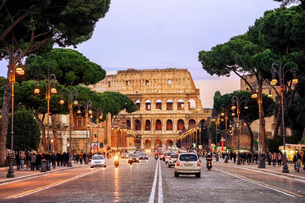 Cars driving in Italy