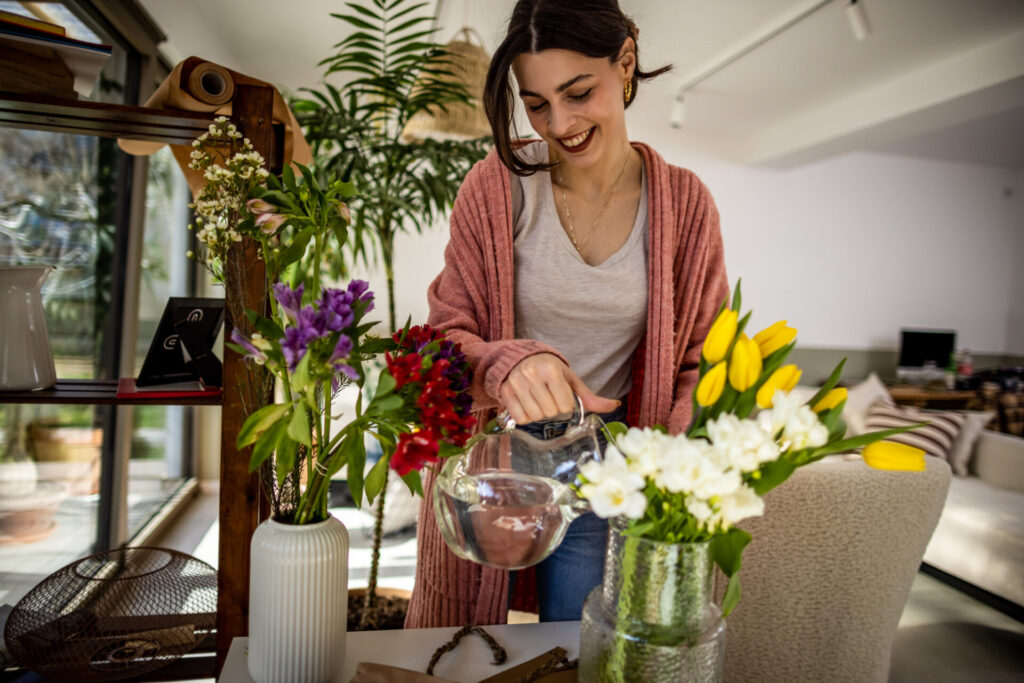 woman with flowers