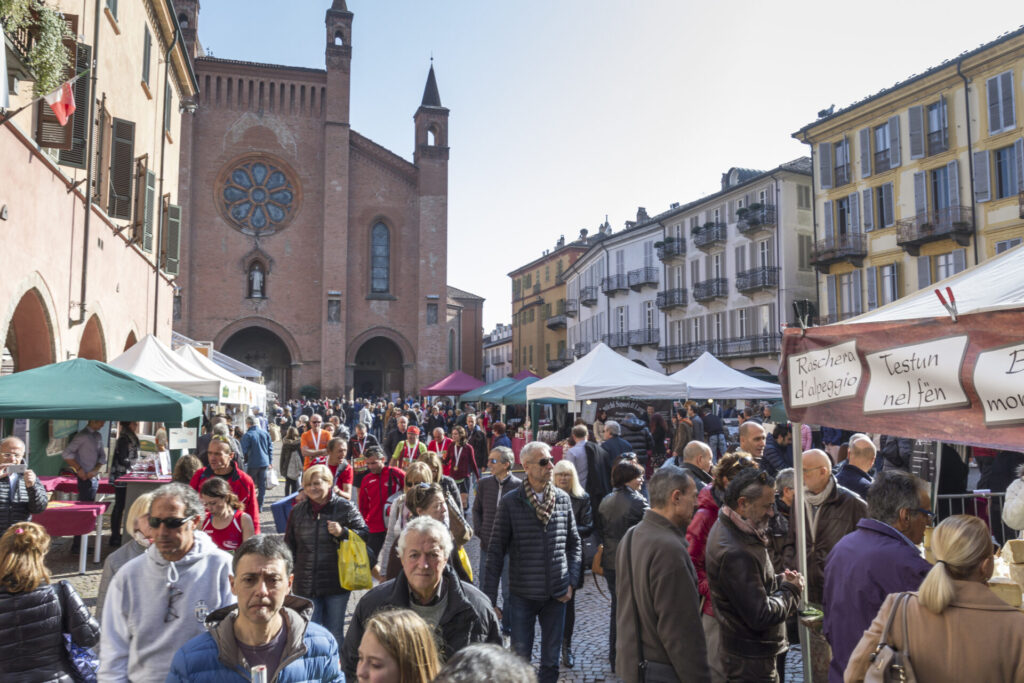 People walking in Alba (Italy) during Truffle Fair