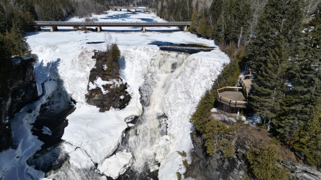 View of Kakabeka Falls in winter. Ontario, Canada.