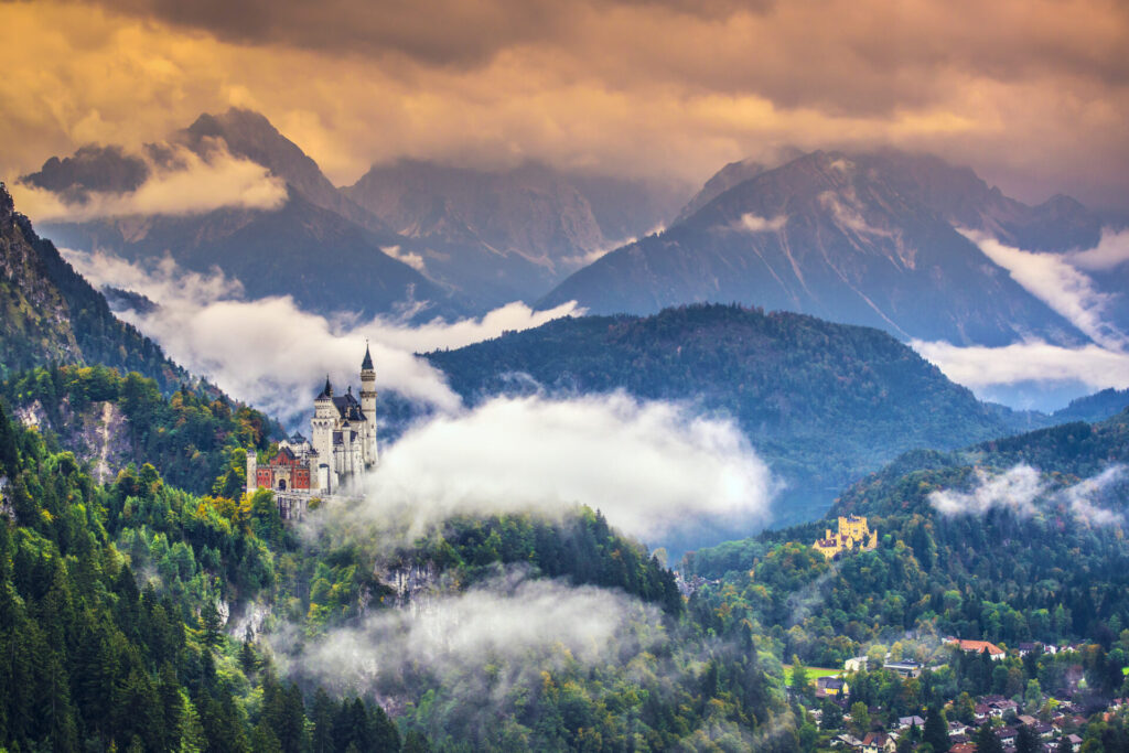 Neschwanstein Castle in the Bavarian Alps of Germany.