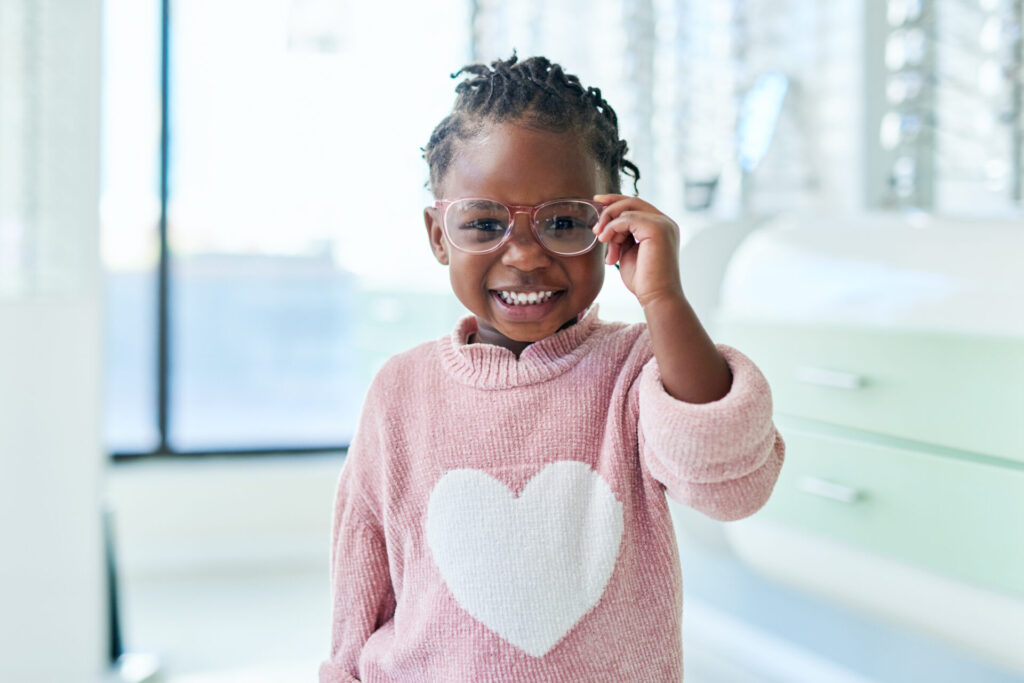 child with glasses