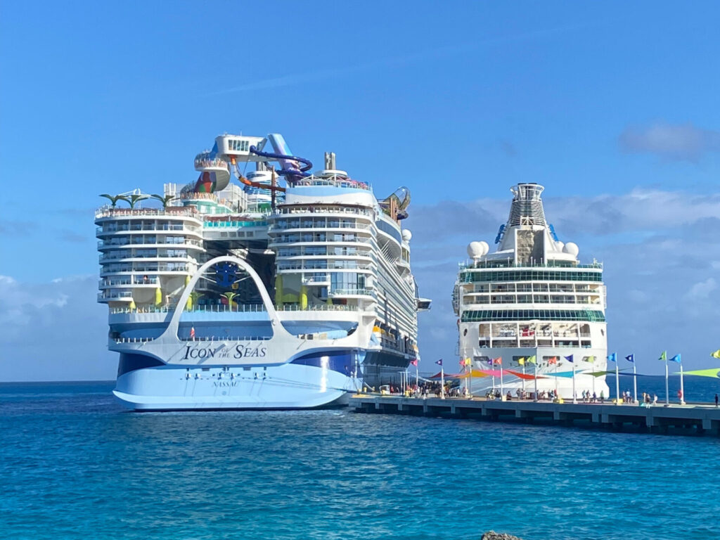 the Royal Caribbean Icon of the Seas cruise ship docked at port